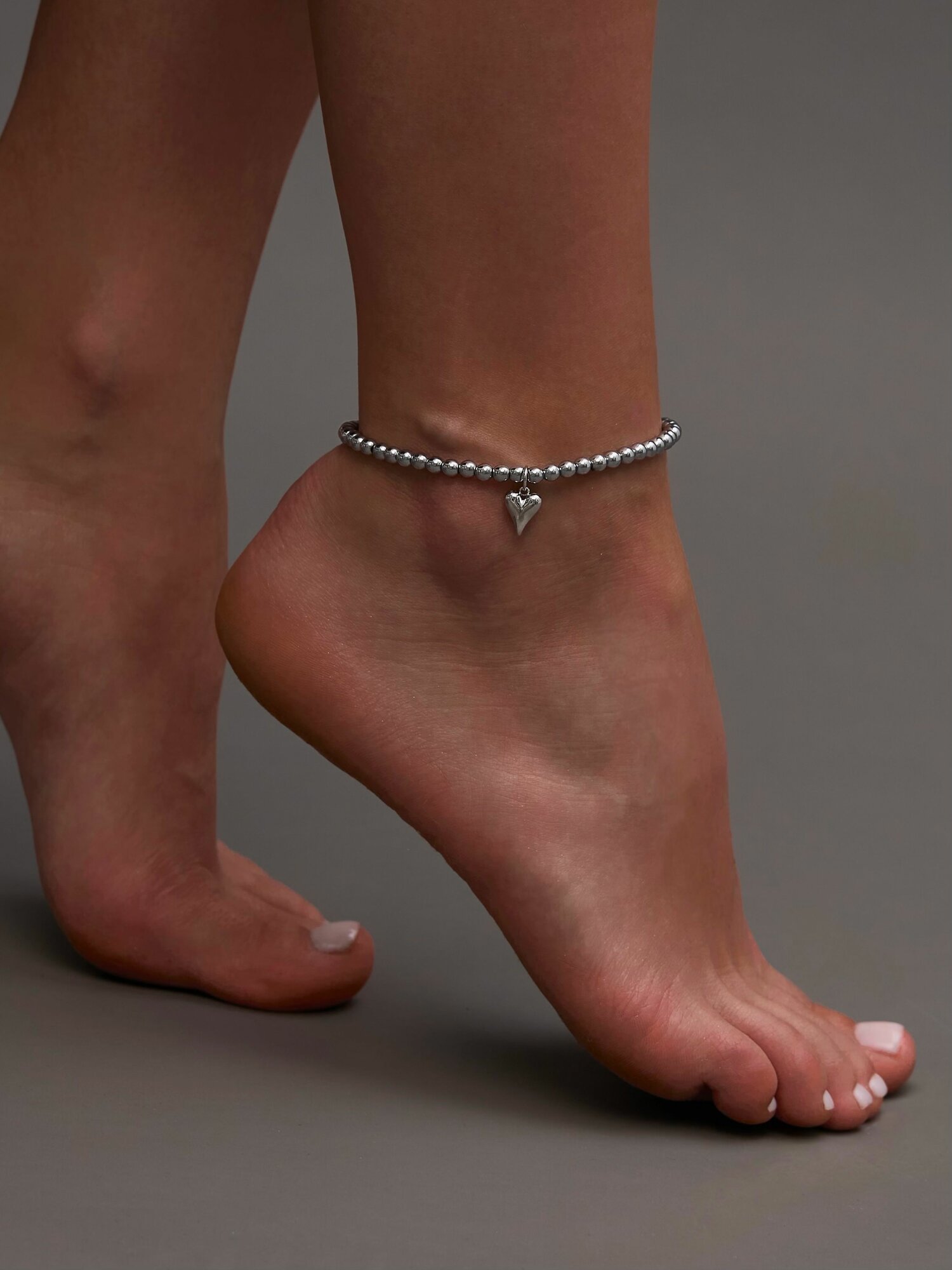 Браслет на ногу, длина 21 см, 1 шт., серый — фото 1