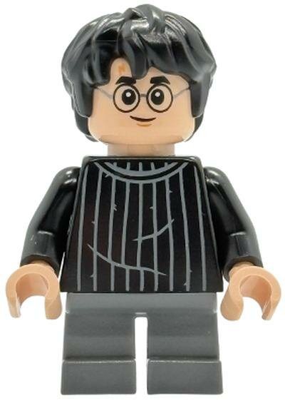 Минифигурка Lego hp538 Harry Potter - Black Striped Sweater, Dark Bluish Gray Short Legs