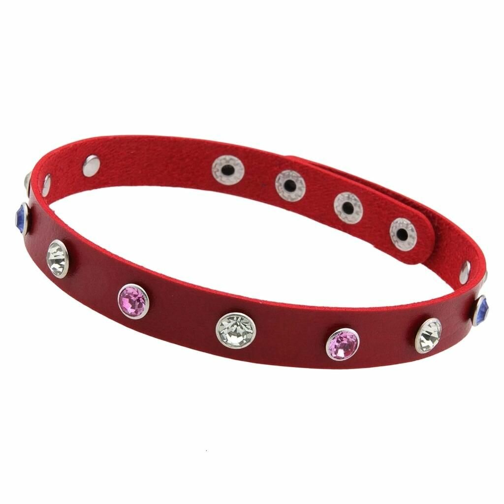 Кожаный ошейник со стразами