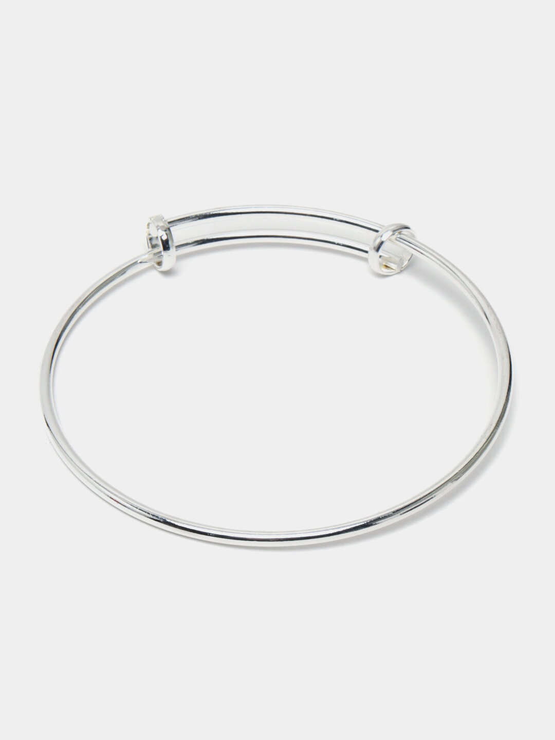 Жесткий браслет, 1 шт., размер 6 см, размер XL, диаметр 6 см, серебряный — фото 1