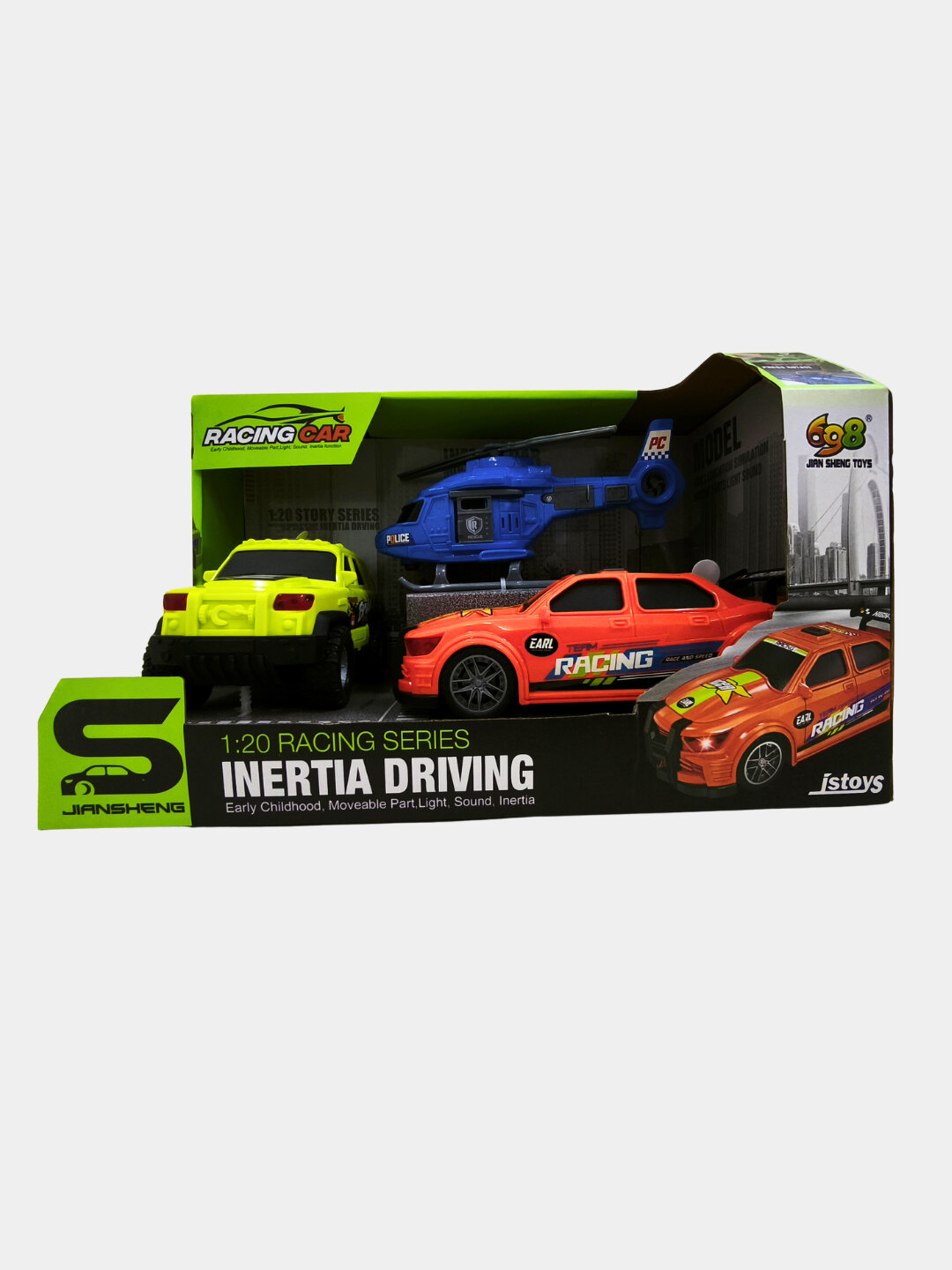 Набор машин, служебный транспорт, спорткар, внедорожник, вертолёт, набор 3 шт — фото 1