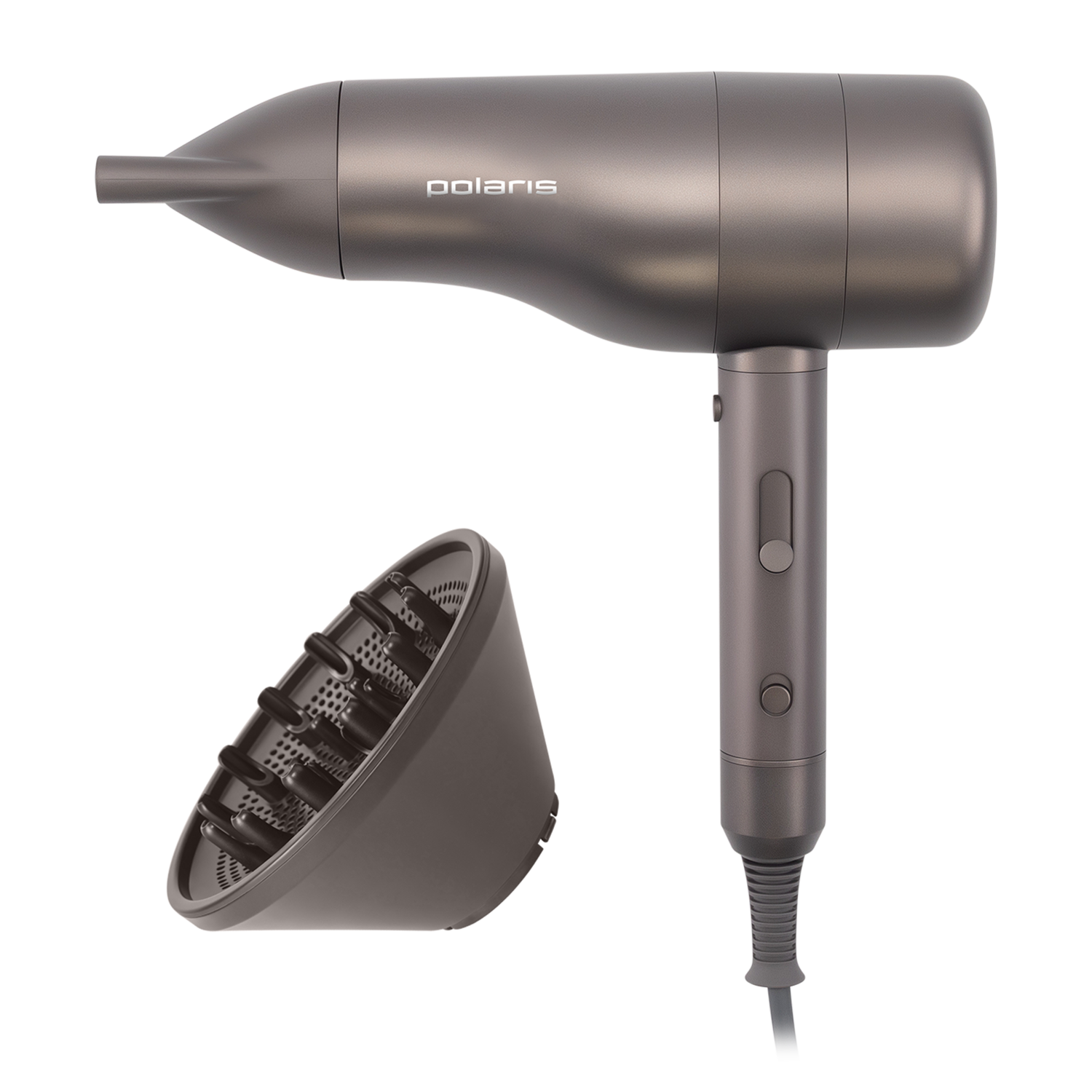 Фен Polaris PHD 2003 Global, съёмный фильтр, ионизация, защита от перегрева, графитовый