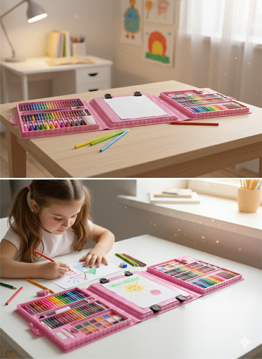 Набор для рисования Чемоданчик юного художника 208 предметов -208 pink