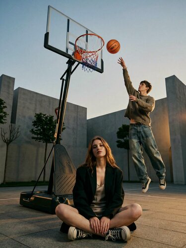 Изображение товара Баскетбольная стойка UNIX Line щит закаленное стекло с регулировкой высоты 230-305 см, щит 140х82 см, кольцо R45