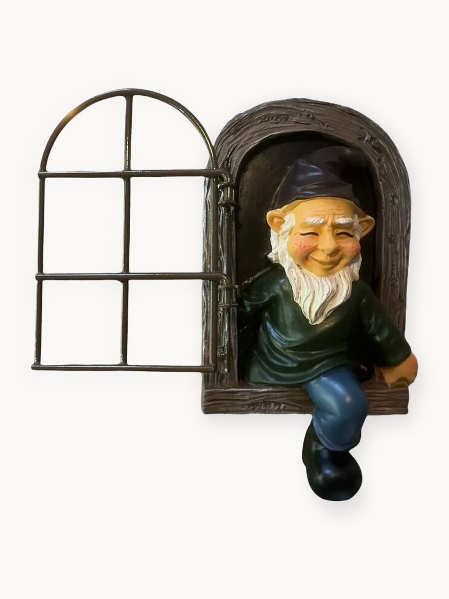 Гном садовый/ Фигурка садовая гном на дерево/ Декор для сада