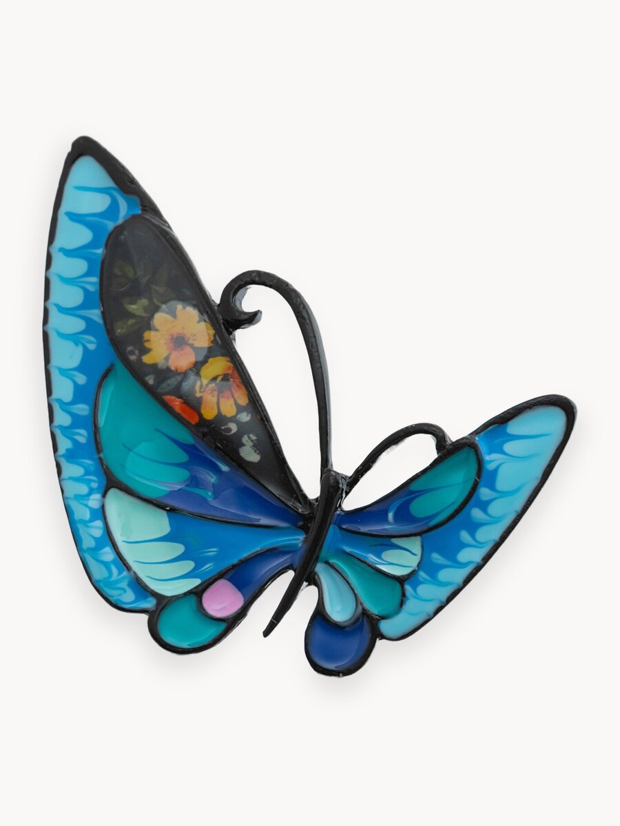 Брошь ЖемАрт, эмаль, голубой/черный