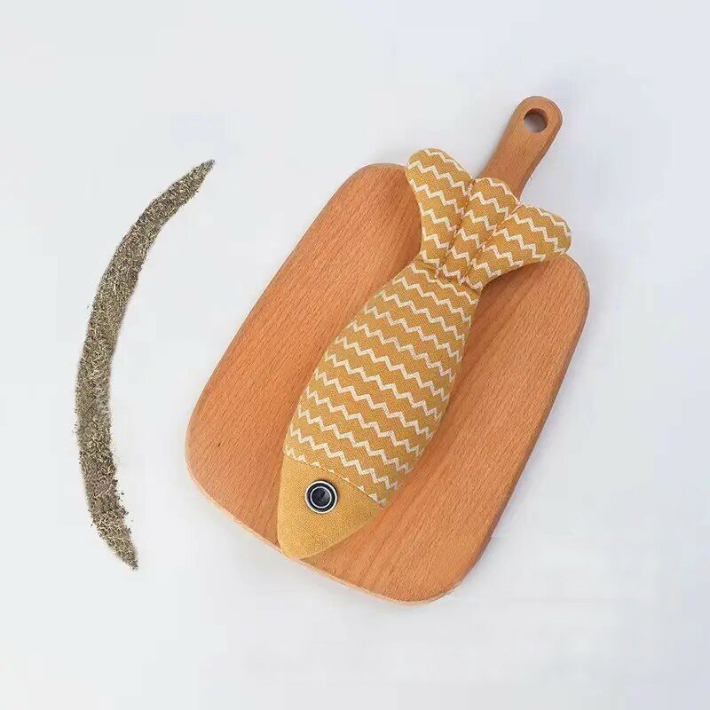 Игрушка для кошек и собак Джек-Кот "Желтая Рыбка" текстиль мягкая с ароматом кошачьей мяты