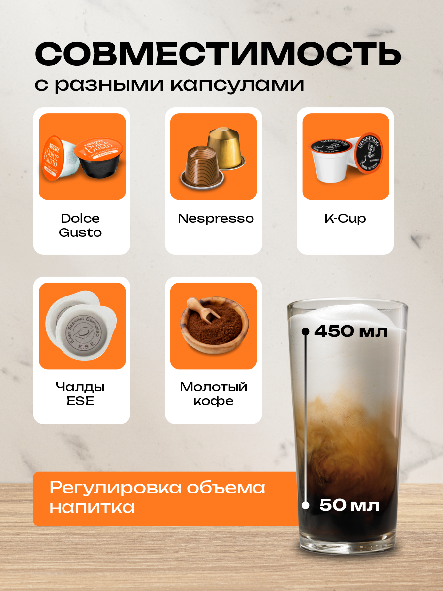 Кофемашина капсульная универсальная Keep Hot 5 в 1, капсулы/чалды/молотый, горячий/холодный — фото 1