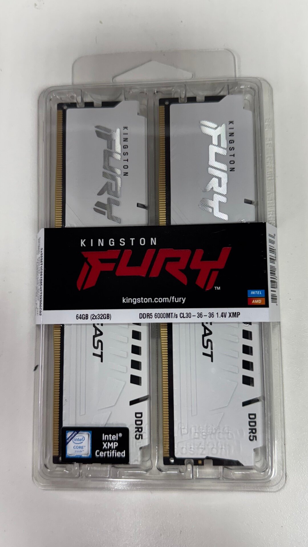 Оперативная память Kingston Fury Beast KF560C30BWK2-64 DDR5 - 2x 32ГБ 6000МГц, DIMM, White, Ret