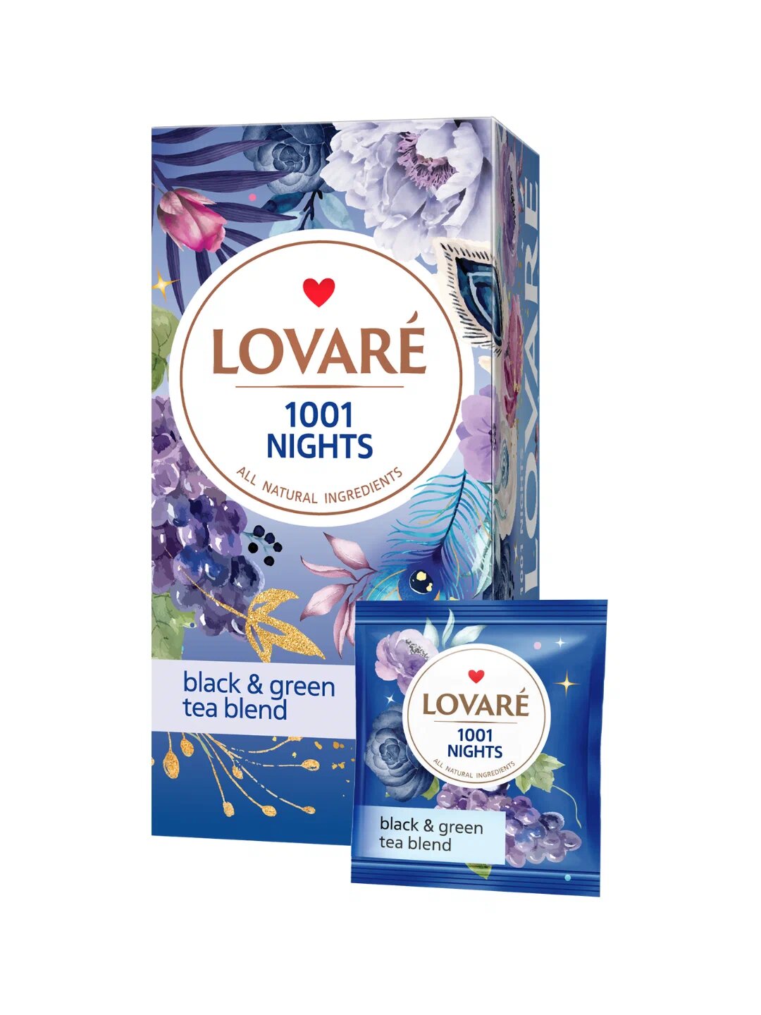 Чай Lovare Night Beautea (Ночная красота) ароматный в пакетиках, 24 штуки с ярким и разнообразными вкусами — фото 1