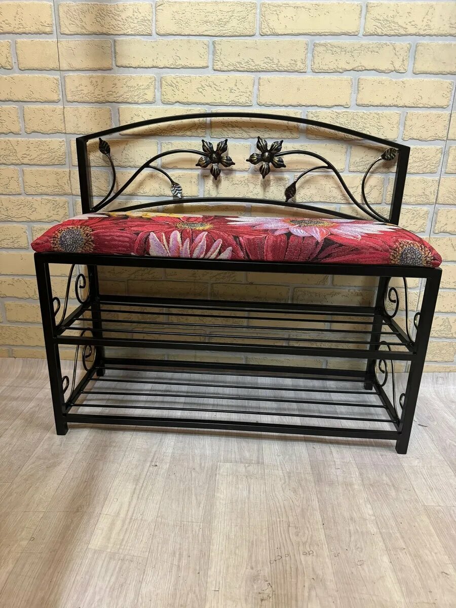 Кованая банкетка №04, Студия кованой мебели Нива, цвет красный — фото 1