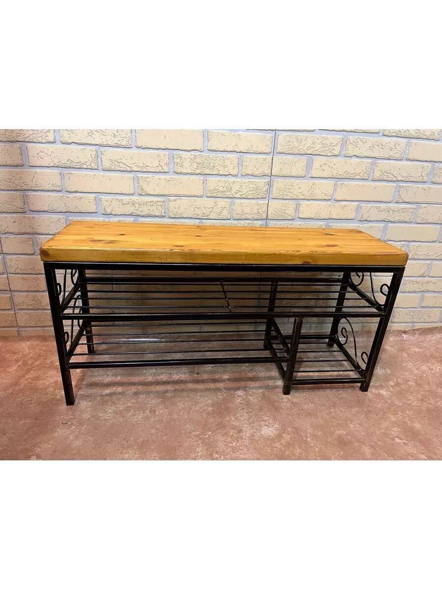 Кованая банкетка №44, Студия кованой мебели Нива, цвет античная бронза/желтый — фото 1