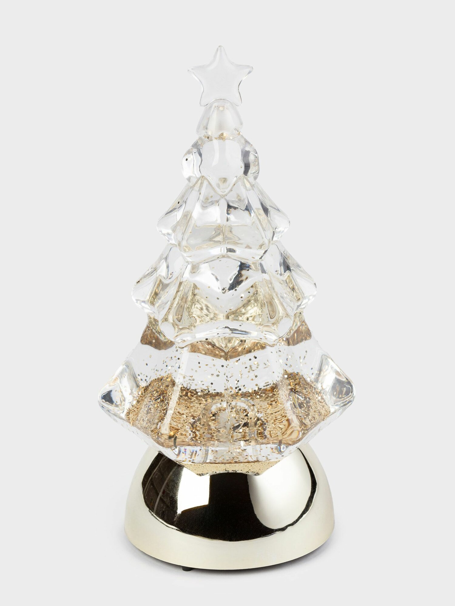 Снежный фонарь 21 см с подсветкой пластик шампань Ель с блестками Champagne style