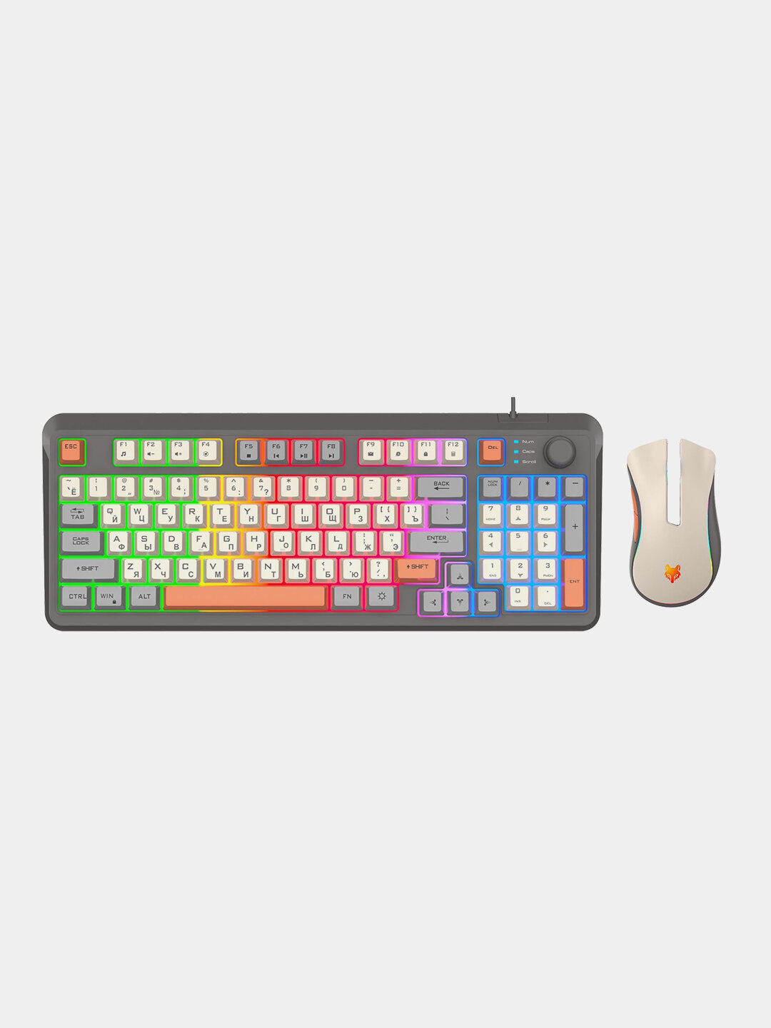 Игровая клавиатура с мышью XunFox K820, 94-клавишная, RGB-подсветка (gray)