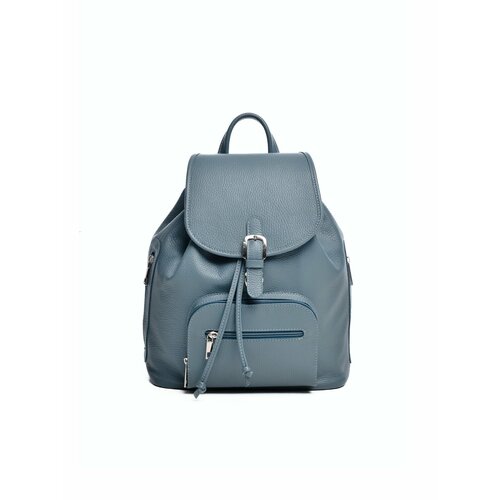 Кожаный женский рюкзак Rhino. Натуральная кожа. Флотер серо-голубой
