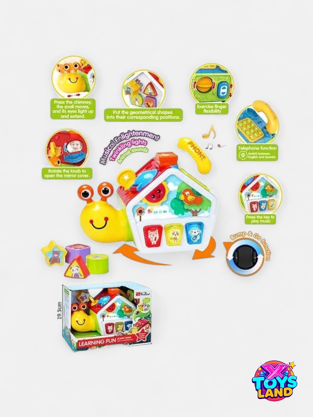 Игрушка "Learning Fun - Funny Snail", пластик, звуковые эффекты, для развития речи — фото 1