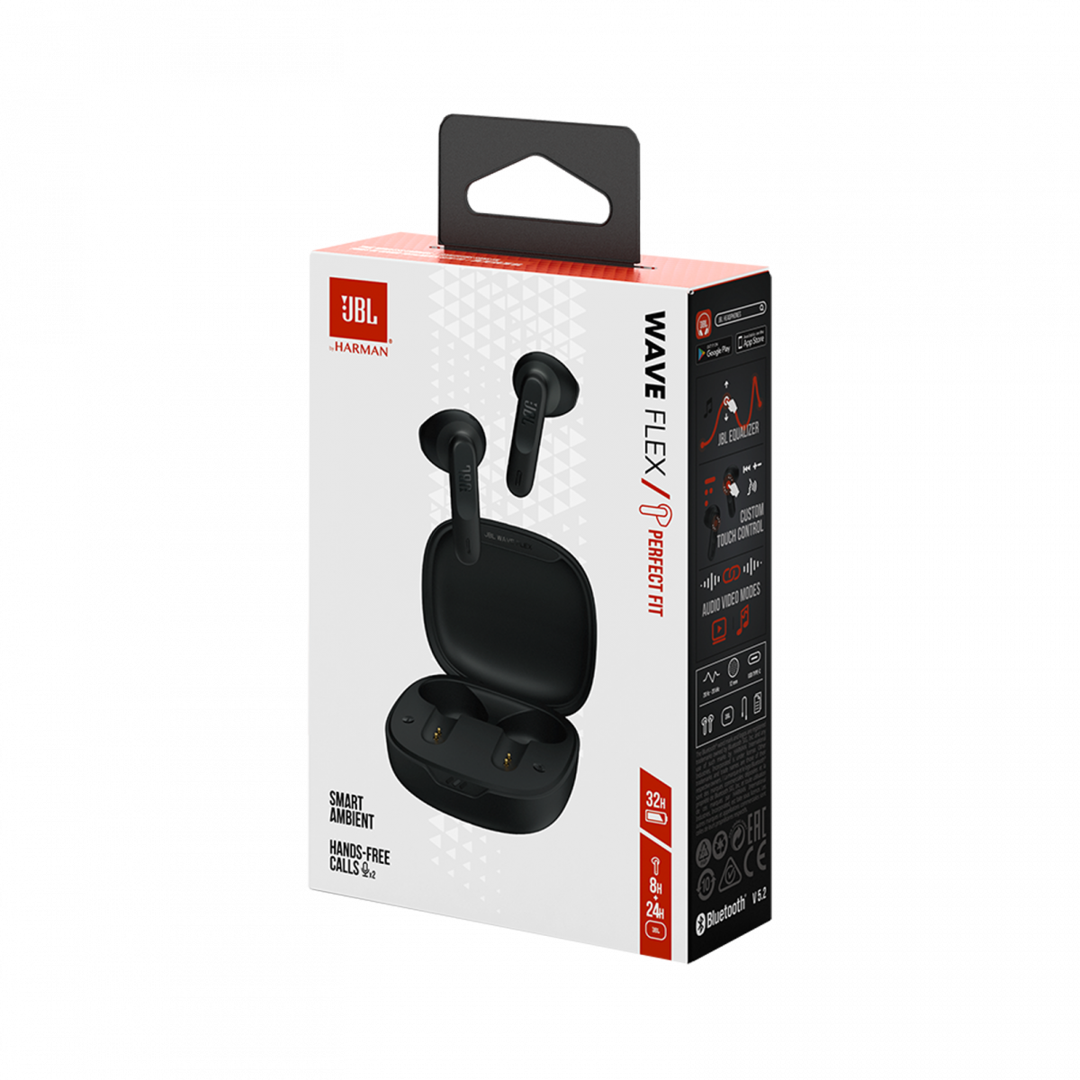JBL Wave Flex беспроводные наушники, BT 5.2, 12 мм драйверы, IP54, 8+32 ч, Ambient Mode