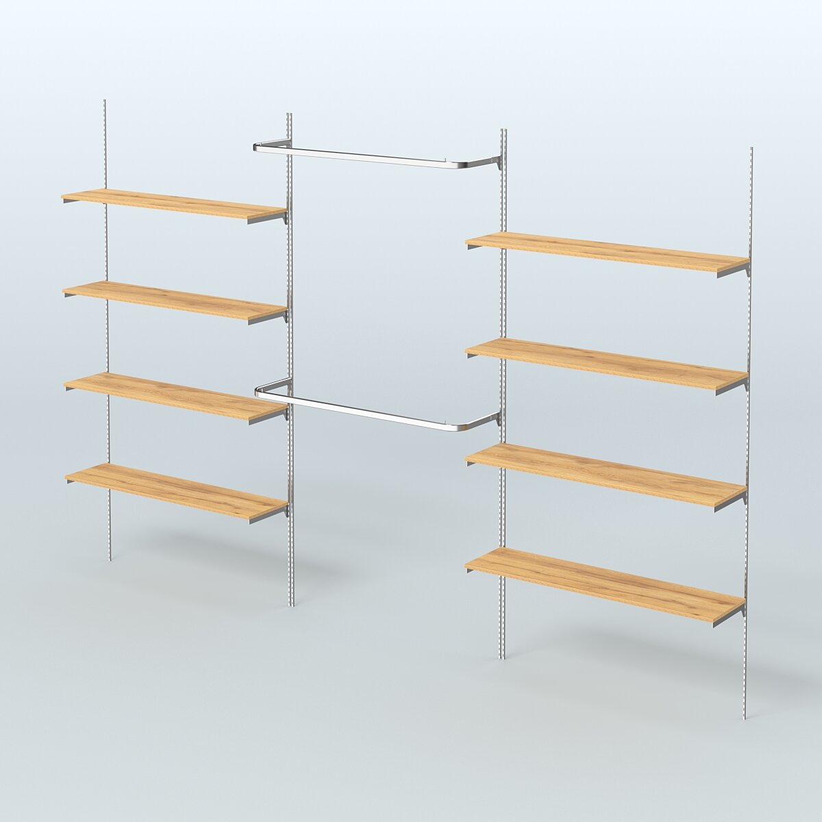 Neo Fix №7 с открытыми полками из ДСП и поручнями (3600 мм) Дуб Золотистый