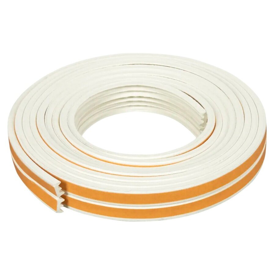 Уплотнитель самоклеющийся для окон и дверей белый 9x4 мм 6 м