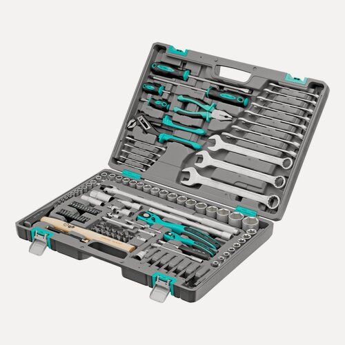 Изображение товара Набор инструментов, 1/4", 1/2", Cr-V, S2, усиленный кейс, 119 предметов Stels