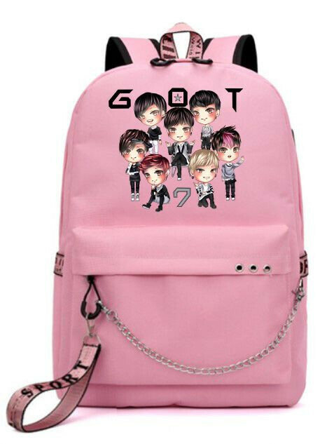 Рюкзак GOT7 розовый с цепью №3