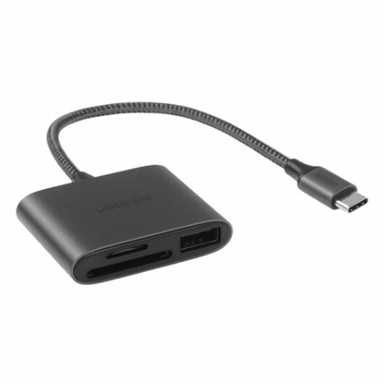 Картридер Ugreen CM387 USB-C - SD/TF, USB 2.0, серый(80798)