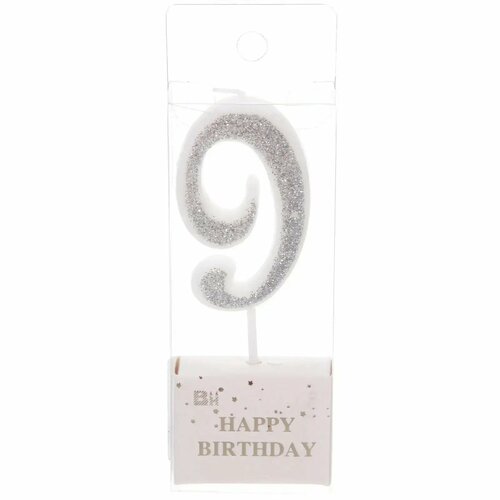 Свеча для торта Цифра Иллюзия 9 95 см серебро 109₽