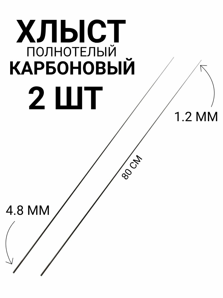 Хлыстик вершинка для удочки полнотелый 80 см, 2 шт карбоновый