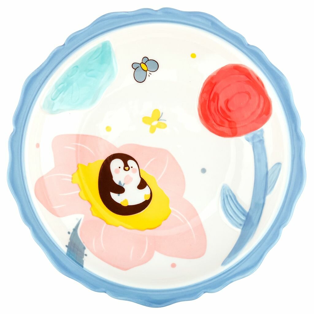 "Безе" "Соня" Тарелка глубокая керамическая д200мм h34мм, 420мл, фигурная, цветной декор, с деколью