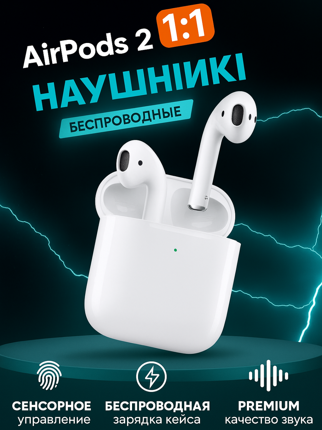 Беспроводные наушники AirPods 2/PRO 2, 3/PRO 3 и 4, все типы AirPods с ANC и ENC