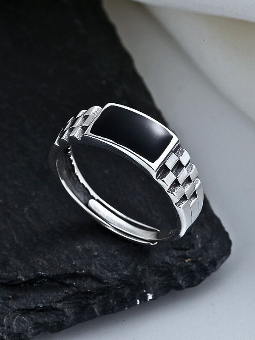 Кольцо-механизм, безразмерное, черный — фото 1