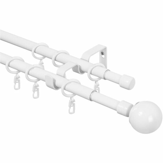 Карниз металлический раздвижной LM Decor Сфера 16/19 мм 16-30м 2-х рядный белый глянец