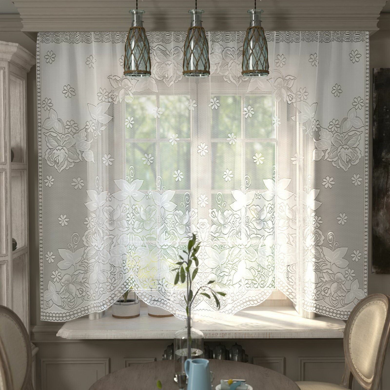 Тюль на кухню со шторной лентой 285x167 см цвет белый 100% полиэстер