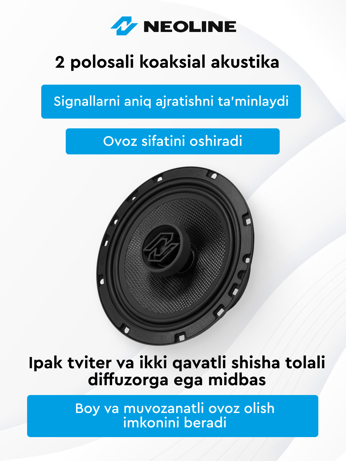 Автоакустика Neoline Ultera RS65, двухполосная, черная, влагостойкая, 1 шт — фото 1