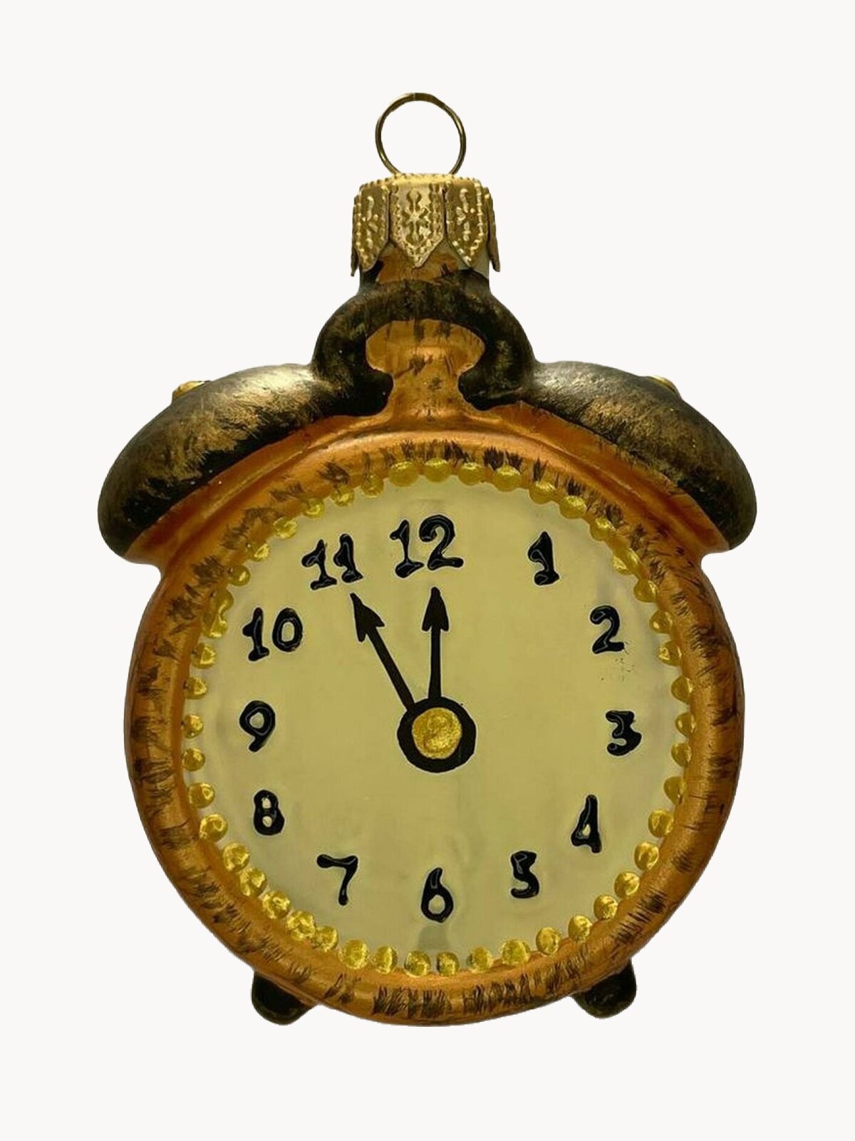 Елочная игрушка формовая Ленигрушка Будильник, коричневый, 9см