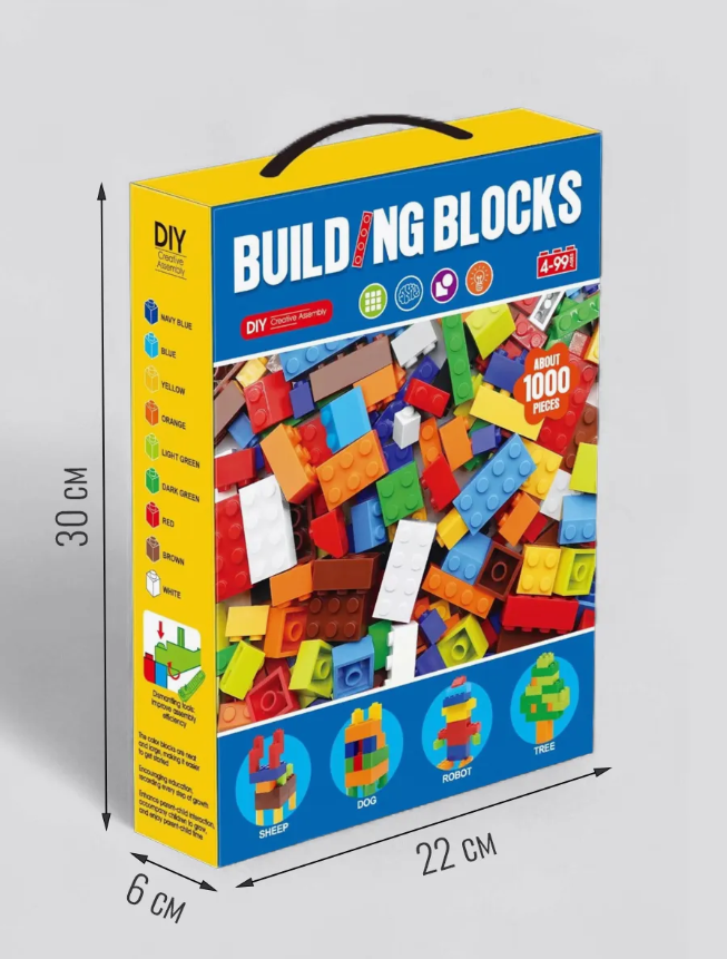 Конструктор Набор кубиков: основные элементы (1000 деталей) — фото 1