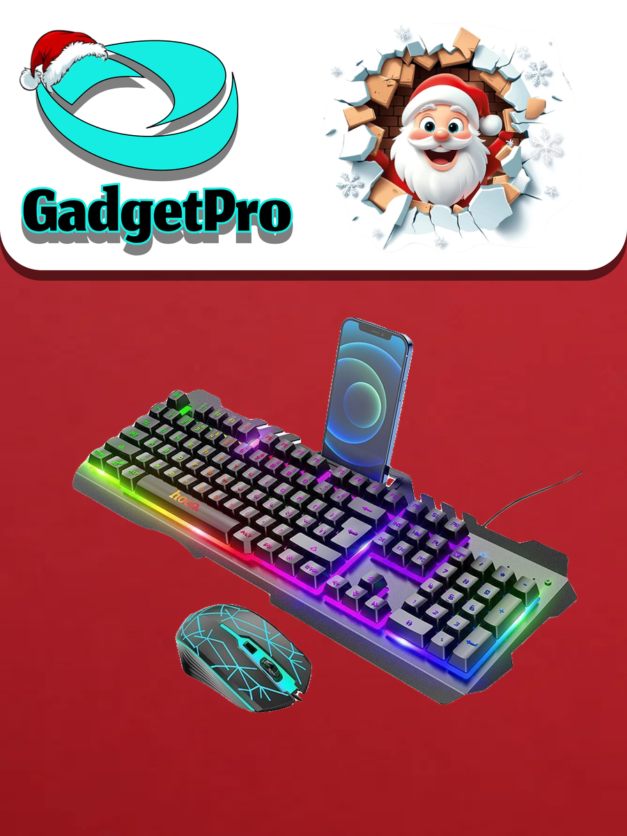 Игровая клавиатура и мышь Hoco GM18 Black: комплект для гейминга, черный цвет, надежный и современный дизайн.