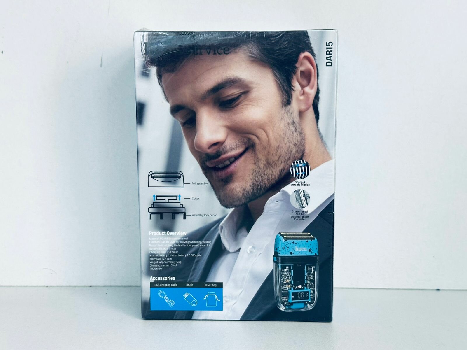 Электробритва Hoco DAR15 AA, сеточная, влагозащитная, быстрая зарядка