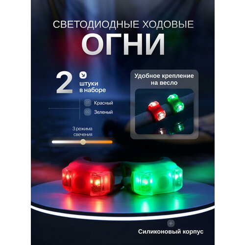 Светодиодные навигационные ходовые огни для лодки ПВХ комплект (красный и зеленый) в силиконе