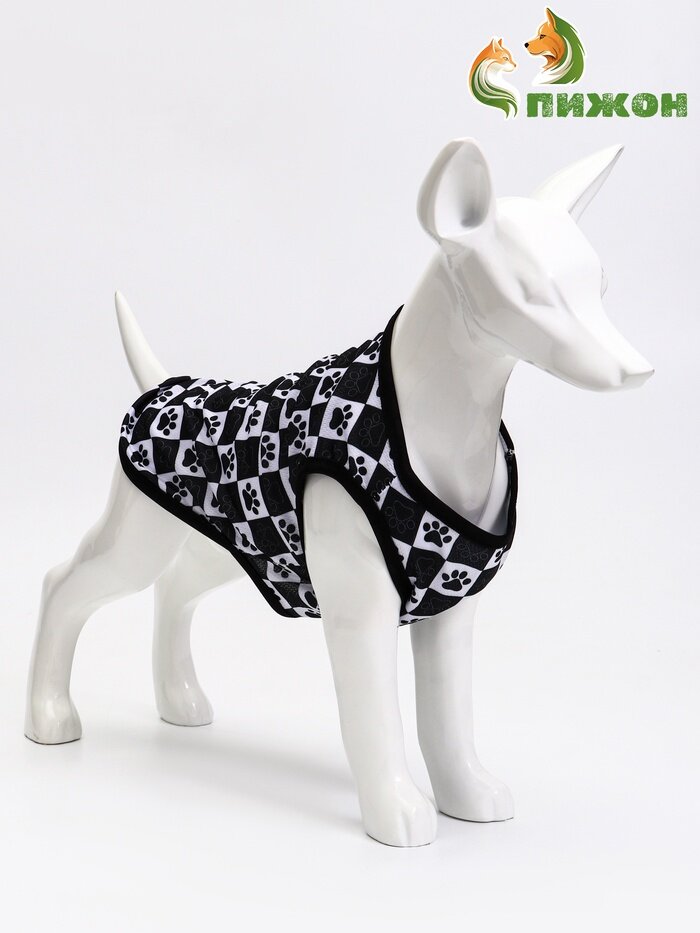 Майка для животных «Шахматы», размер L, ДС 34 см, ОГ 46 см, ОШ 34 см