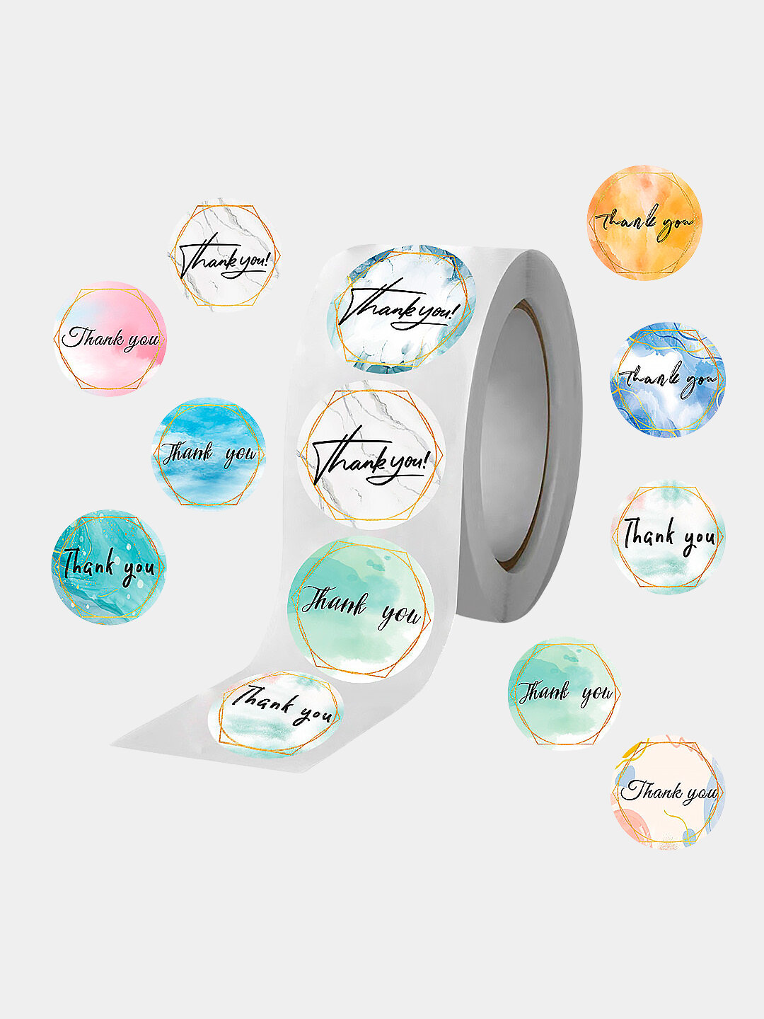 Рулонные стикеры наклейки, декоративные наклейки для упаковки, подарков и творчества Комплект 500 шт Thank you