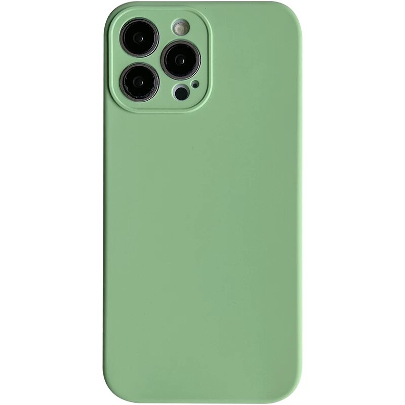 Жидкокремниевый чехол для iPhone 13 Pro Max фисташковый цвет полное покрытие