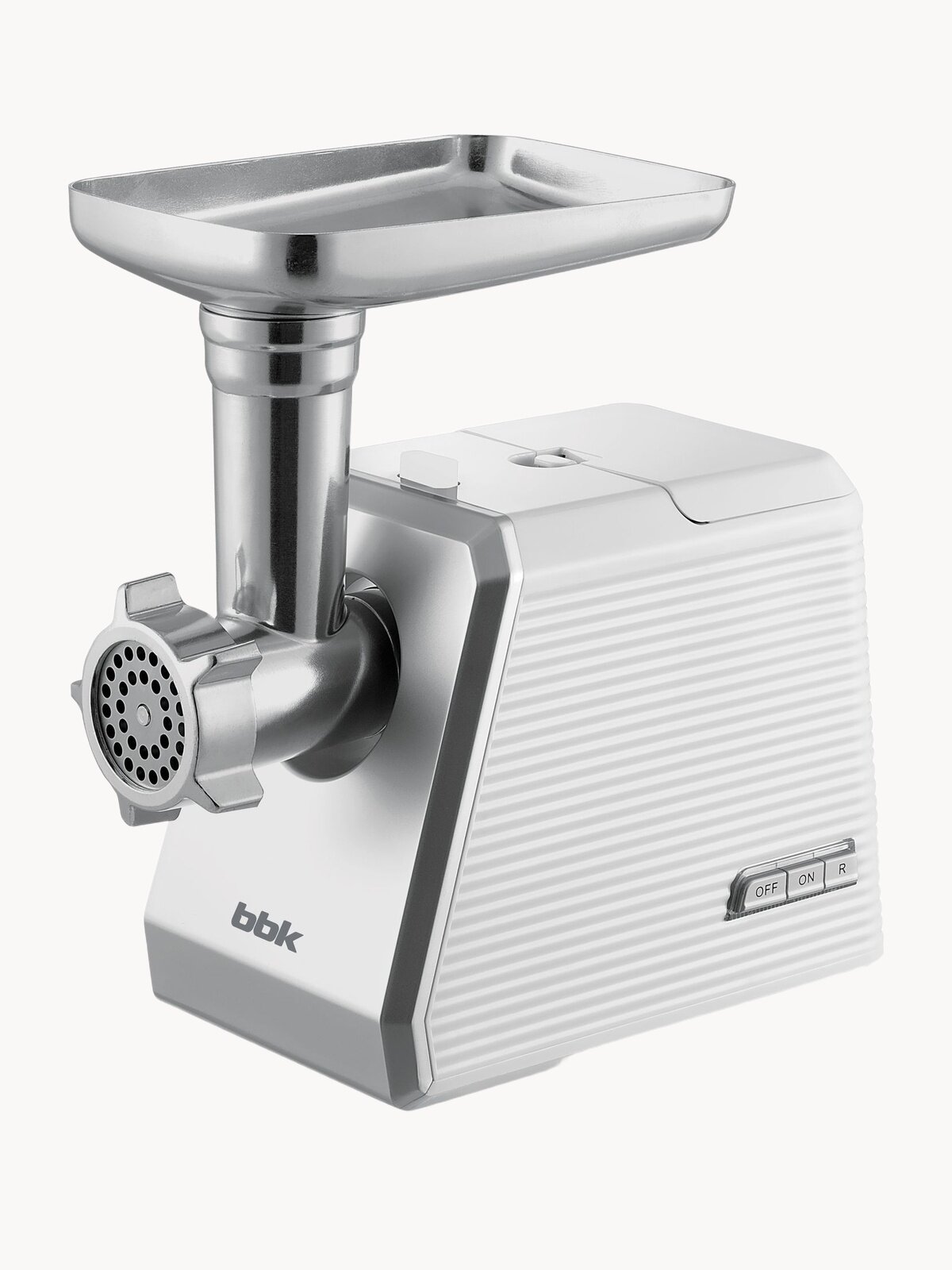 Мясорубка электрическая BBK MG2005 белый/серебро, мощность 250 Вт, функция реверса, 7 насадок в комплекте