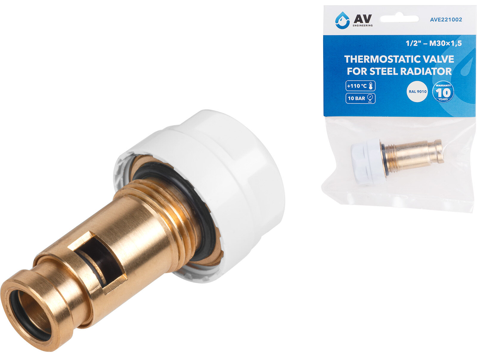Термостатический клапан для стального радиатора AV Engineering AVE221002