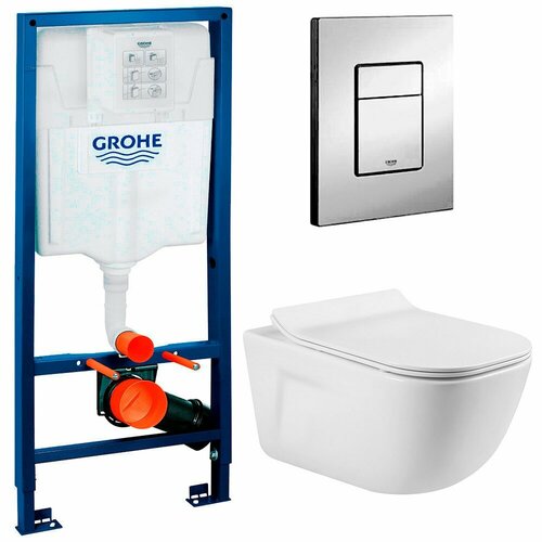 фото Инсталляция grohe rapid sl 38772001 + унитаз meer mr-2106 безободковый с сиденьем