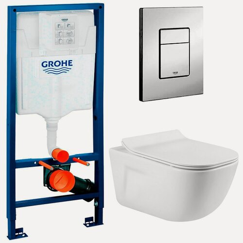 Изображение товара Инсталляция Grohe Rapid SL 38772001 + унитаз Meer MR-2106 безободковый с сиденьем