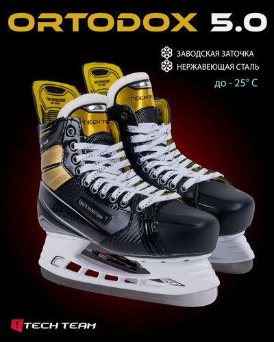 Изображение товара Коньки хоккейные для мальчиков и мужчин TechTeam Orthodox 5.0, чёрные, размер 36