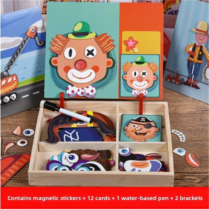 Деревянная головоломка для малышей с магнитными украшениями для раннего обучения и развития мелкой моторики