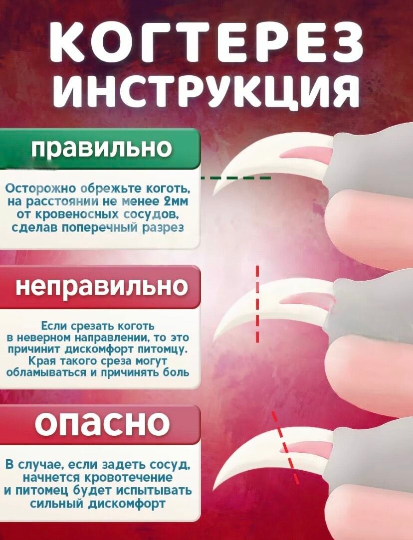 Изображение Когтерезка, для кошек, собак и других животных, металл, пластик, черно-белая