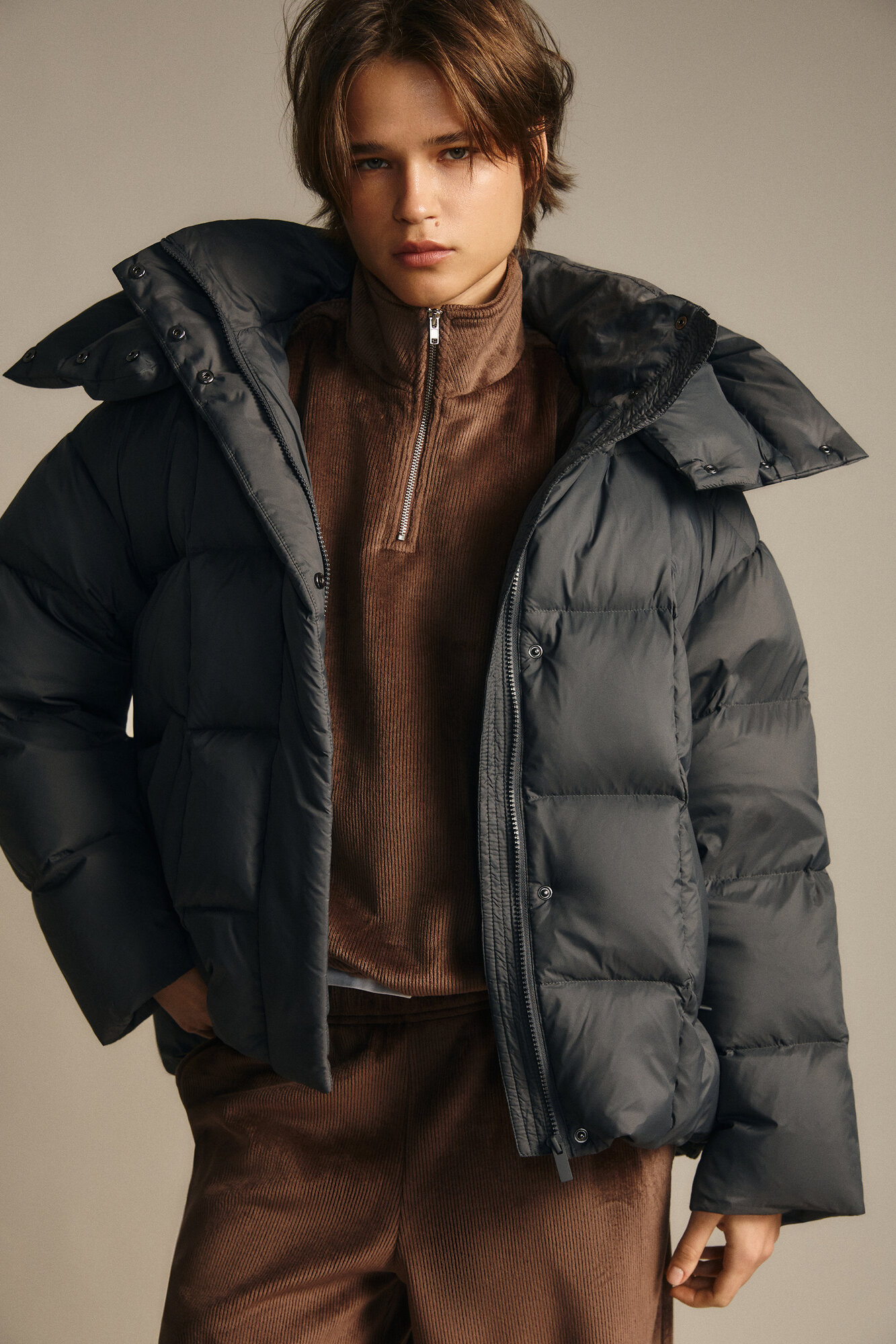 Пуховик Befree Woman Mix&Match размер S темно-серый